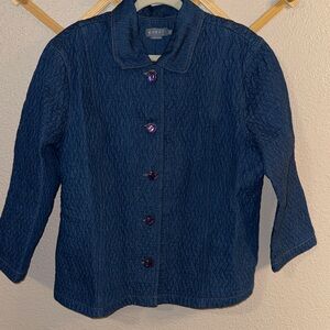 Koret Dark Blue Quilted Jean Jacket with Purple buttons
